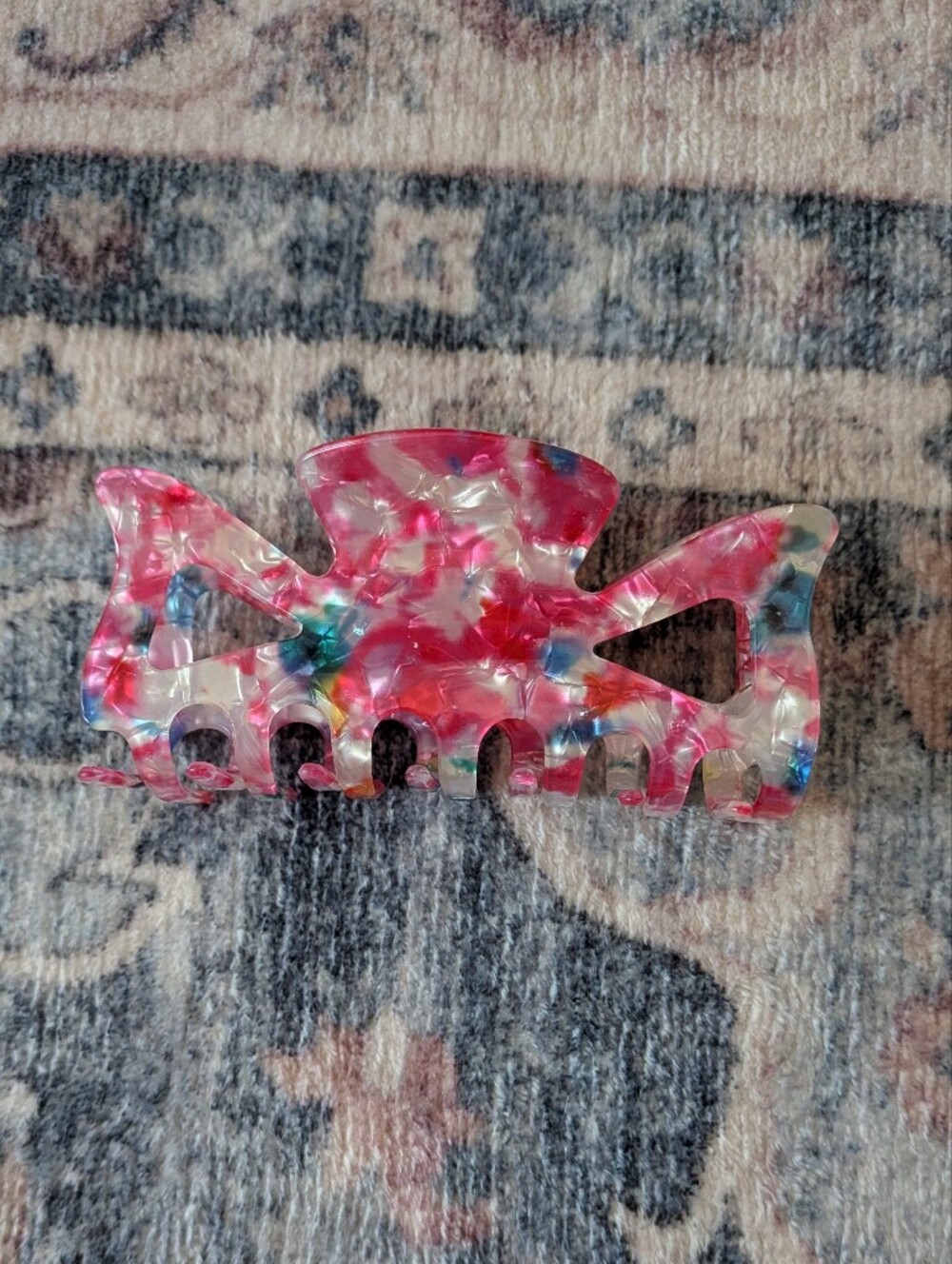 Multicolor Marble Hair Claw Clip - Pink Accent